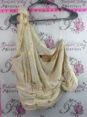 torrid tank top stars moon Ivory One-Shoulder Draped Top with Gold Star Print